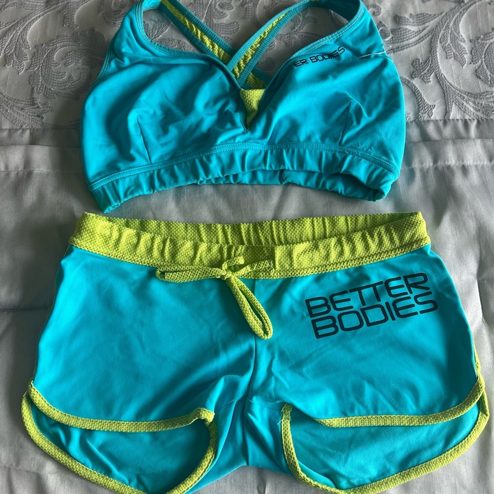 BETTER BODIES Turquoise and Lime Activewear Set